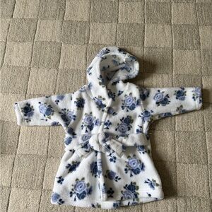Plush Floral Hooded Kids Pajama Robe - Blue Floral
